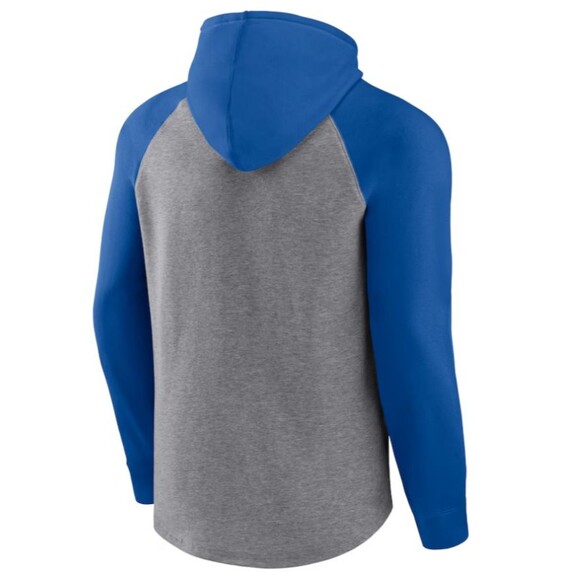 Fanatics Florida Gators NCAA Royal/Heather Gray Wrap Up Raglan Pullover Hoodie - Picture 2 of 3